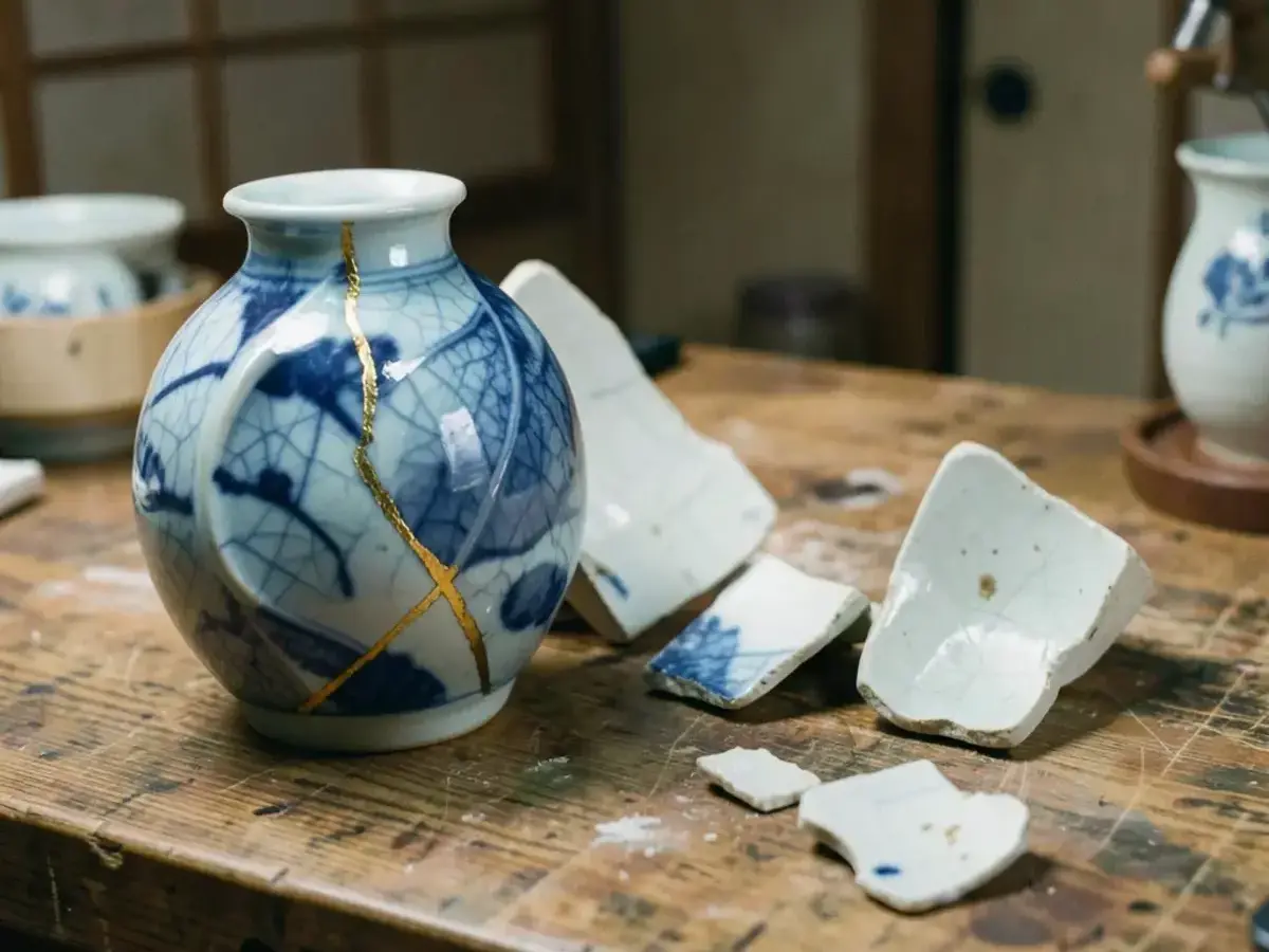 江戸時代の有田焼磁器フラグメントの修復作業